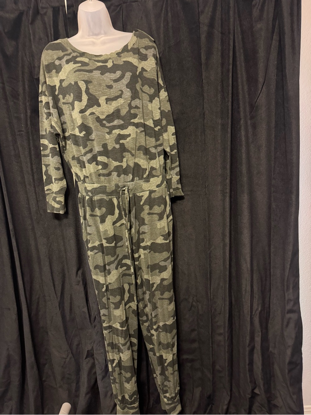 Camo Cozy Jumpsuit  - Olive Green